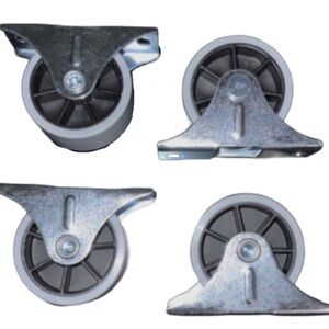 4 IKEA 40mm Caster Wheels, Fixed, Steel, Gray + 8 Screws Part # 111401 109566